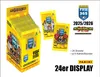 A display box of Panini FIFA 365 trading cards, with two booster packs shown separately, and product information on the right. Produktbild-Vorschau