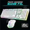 Gaming Tastatur Maus Set Kabellos Weiß Wiederaufladbar RGB Produktbild-Vorschau 2