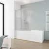 2-teiliger Badewannenaufsatz aus Kunstglas mit alufarbigem Rahmen im modernen Badezimmer Produktbild-Vorschau