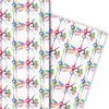 Yoga Streifen Geschenkpapier mit Yoga Figuren auf weiß - Produktbild-Vorschau 2