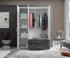 Kleiderschrank "Ivar" in Weiß Abs. Graphit mit 2 Schubladen Produktbild-Vorschau 4
