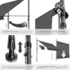 A collage of images showing different features of a clamp awning. Produktbild-Vorschau