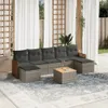 8-tlg. Garten-Sofagarnitur - mit Kissen Grau Poly Rattan - Produktbild-Vorschau 1