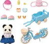 A collection of Sylvanian Families toys, including a panda figure, bicycle, roller skates, and a wagon, arranged on a white background. Anteprima dell’immagine prodotto