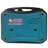The back view of a teal and black portable generator against a white background. Podgląd zdjęcia produktu