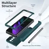 An exploded view diagram of a phone case and accessories, showing its multilayer structure. Produktbild-Vorschau