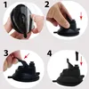 Four circular panels showing the assembly steps of a suction cup toy attachment. Voir les images du produit
