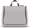 A light gray toiletry bag with a red brand tag. Produktbild-Vorschau