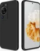 A black smartphone case is shown from two angles, with the phone screen displaying a decorative image. Produktbild-Vorschau