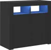 vidaXL Príborník s LED svetlami čierny 80x35x75 cm Náhľad obrázku produktu 2