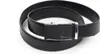A black leather belt with a silver buckle is displayed against a white background. Anteprima dell’immagine prodotto