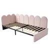 A pink upholstered daybed frame with a slatted mattress support. Podgląd zdjęcia produktu