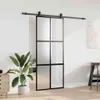 vidaXL Posuvné dveře s kováním černé 90x205 cm tvrzené sklo Náhled obrázku produktu 3