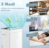 A collage showing an air purifier and different scenarios of its use, with text overlays describing its modes. Produktbild-Vorschau