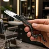 Rasoir de barbier professionnel en style dragon argenté Voir les images du produit 2