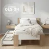 Holzbett 90x200 mit 2 Bettkästen Bett Eiche Braun Weiß Holz Náhled obrázku produktu 20