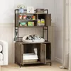 COSTWAY Kattenkast met planken, kattenbakmeubel, kattenhuis Productafbeelding-voorbeeld 2