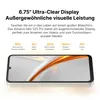 Marketing image for a smartphone, showcasing its display and key specifications. Produktbild-Vorschau