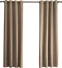Two brown curtains hanging from a curtain rod against a white background. Voir les images du produit