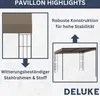 DELUKE® Gartenpavillon Pergola LYMP | 3x3 m Taupe Stoff | Produktbild-Vorschau 4