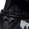 A close-up view of the interior and exterior details of a motorcycle helmet. Produktbild-Vorschau
