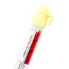 Close-up of a thermometer with temperature markings and German text. Produktbild-Vorschau