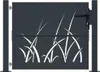 A dark gray metal garden gate with a cut-out grass design, shown in a studio setting against a light gray background. Produktbild-Vorschau