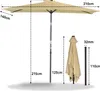 Diagram showing the dimensions of an umbrella and its components. Produktbild-Vorschau