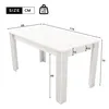 A white rectangular dining table with dimensions indicated by lines and numbers. Produktbild-Vorschau