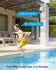 A boy jumps into a pool while a security camera watches. Produktbild-Vorschau