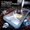 A hammer is about to strike a phone case with a screen protector, illustrating its durability. The background is dark and rocky, with fiery orange accents. Náhled obrázku produktu
