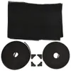 A black insect screen mesh, two rolls of black sealing tape, and four black corner pieces are laid out on a white background. Voir les images du produit