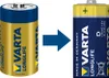 Two Varta batteries are shown side-by-side with an arrow indicating a transition or comparison. Produktbild-Vorschau