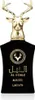 A perfume bottle with a gold deer head cap. Voir les images du produit