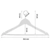 A white wooden clothes hanger with dimensions indicated by lines and text. Produktbild-Vorschau
