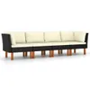 vidaXL 4-Sitzer-Gartensofa mit Kissen Schwarz Poly Rattan Produktbild-Vorschau 1