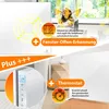 A collage of marketing images showcasing an infrared heater with various features. Produktbild-Vorschau
