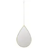 A single teardrop-shaped mirror with a gold frame, hanging from a gold chain against a white background. Produktbild-Vorschau