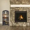Relaxdays Kaminholzregal mit Besteck, 2 Ablagen, Stahl, Produktbild-Vorschau 2