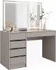 A vanity table with a large LED mirror and decorative items. Produktbild-Vorschau