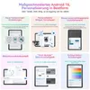 Collage of marketing images showcasing Android 15 features on a tablet. Produktbild-Vorschau