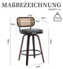 Set di 3 sgabelli da bar girevoli, con schienale in rattan, Anteprima dell’immagine prodotto 7