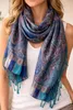 Seidenschal Damen 100% Seide Blau Paisley Schal groß Produktbild-Vorschau 2