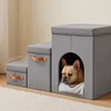 Relaxdays Hundetreppe, 3 Stufen, Höhle & Stauraum, HxBxT: Produktbild-Vorschau 5