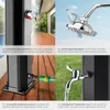 A collage of four images showcasing different features of an outdoor shower. Náhled obrázku produktu
