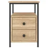 A front view of a wooden nightstand with two drawers and a black metal frame. Náhled obrázku produktu