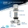 A diagram of a Tecuro Geräte-Untertischventil with dimensions and specifications. Produktbild-Vorschau