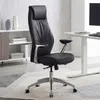 FineBuy Bürostuhl Schwarz Echt-Leder Schreibtischstuhl Produktbild-Vorschau 1