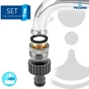An exploded view of a faucet adapter set, showing its components and how they connect. Produktbild-Vorschau