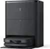 A black robot vacuum cleaner with its docking station. Produktbild-Vorschau